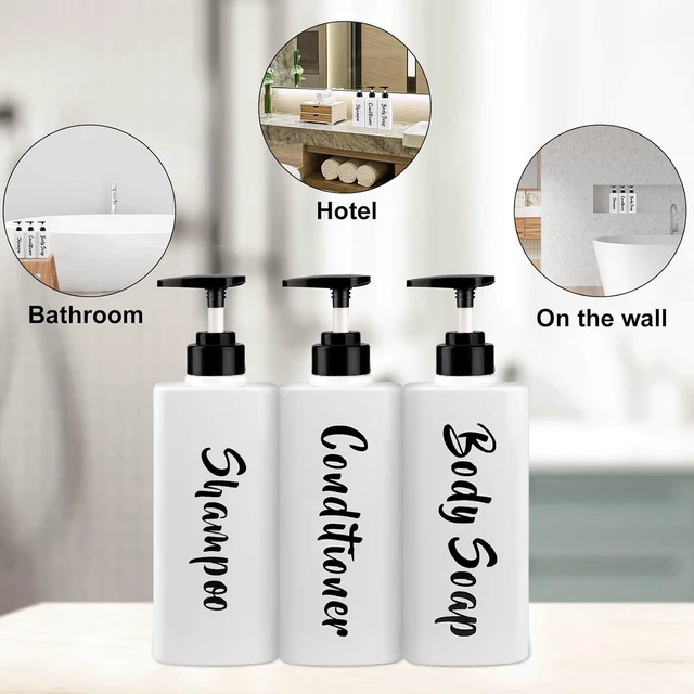 Alt view image 7 of 7 - White, Shower Liquid Dispenser Bundle with Marking Labels