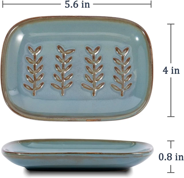 Alt view image 5 of 7 - Decorative Soap Holder Saver, Bathroom & Kitchen Sink Tray for Shampoo Bar or Sponge, Aesthetic Ceramic Soap Dish with Raised Relief