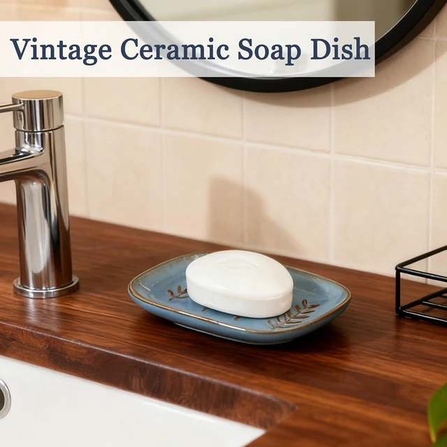 Alt view image 6 of 7 - Decorative Soap Holder Saver, Bathroom & Kitchen Sink Tray for Shampoo Bar or Sponge, Aesthetic Ceramic Soap Dish with Raised Relief