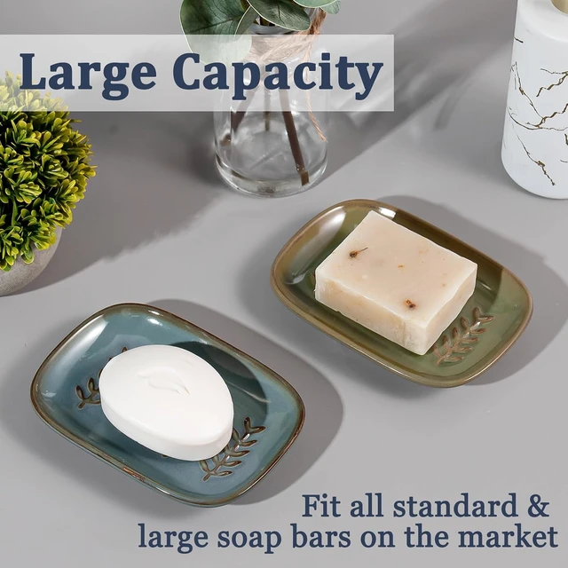 Alt view image 7 of 7 - Decorative Soap Holder Saver, Bathroom & Kitchen Sink Tray for Shampoo Bar or Sponge, Aesthetic Ceramic Soap Dish with Raised Relief