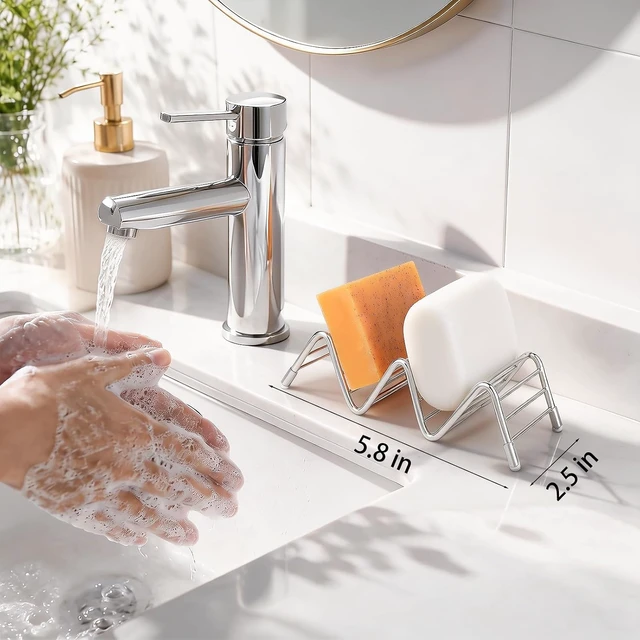 Alt view image 2 of 7 - Self-Draining Stainless Steel Bar Soap Holder Dish