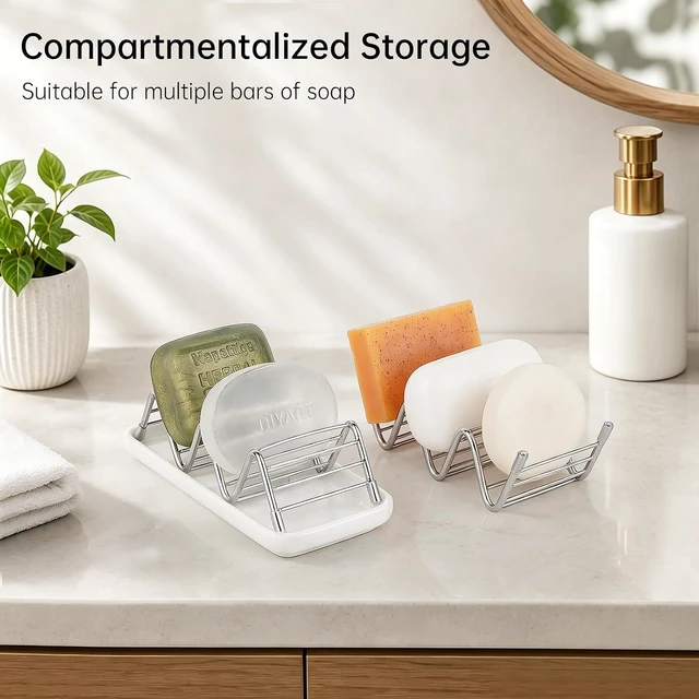 Alt view image 4 of 7 - Self-Draining Stainless Steel Bar Soap Holder Dish