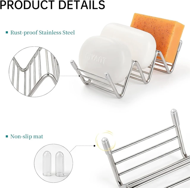 Alt view image 5 of 7 - Self-Draining Stainless Steel Bar Soap Holder Dish