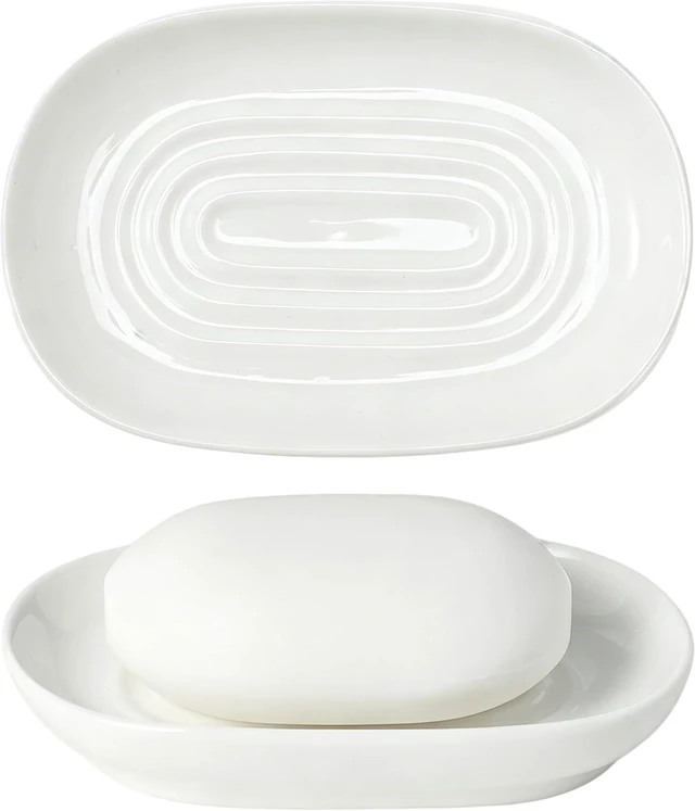 Main image of Ceramic Soap Tray Holder for Bathroom Kitchen Shower