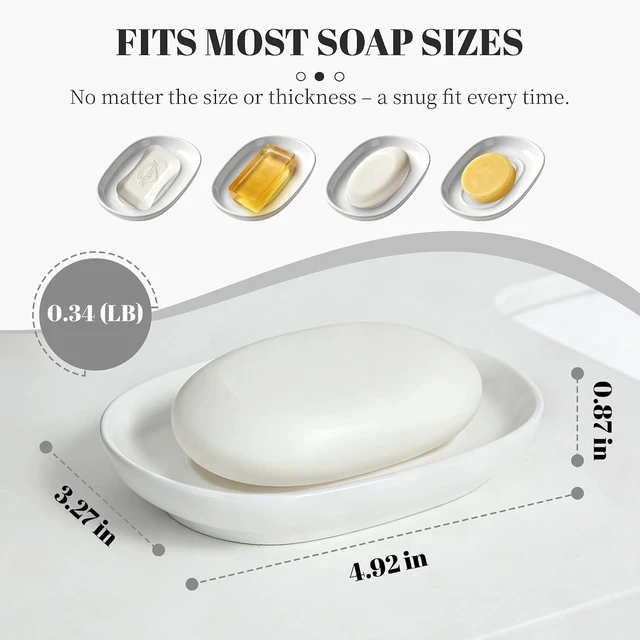 Alt view image 2 of 7 - Ceramic Soap Tray Holder for Bathroom Kitchen Shower
