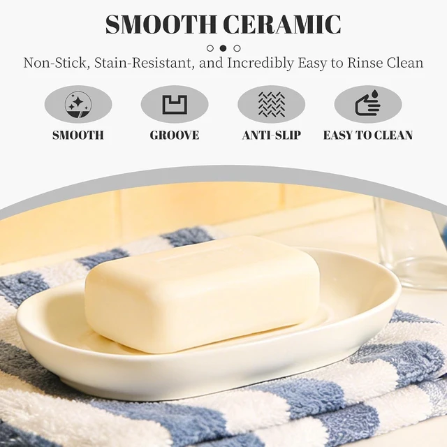 Alt view image 3 of 7 - Ceramic Soap Tray Holder for Bathroom Kitchen Shower