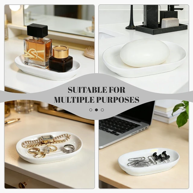 Alt view image 6 of 7 - Ceramic Soap Tray Holder for Bathroom Kitchen Shower