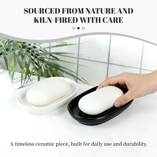 Alt view image 7 of 7 - Ceramic Soap Tray Holder for Bathroom Kitchen Shower