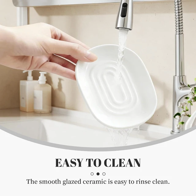Alt view image 4 of 7 - Ceramic Soap Tray Holder for Bathroom Kitchen Shower