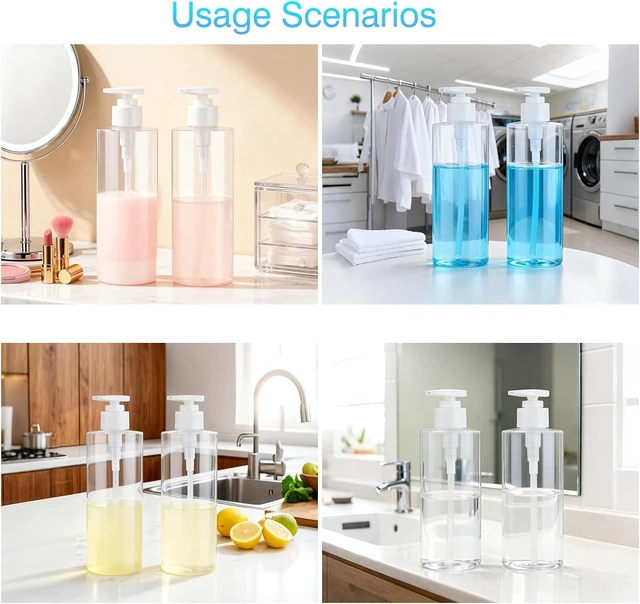 Alt view image 6 of 7 - Clear Refillable Plastic Pump Bottles for Soap Dispenser