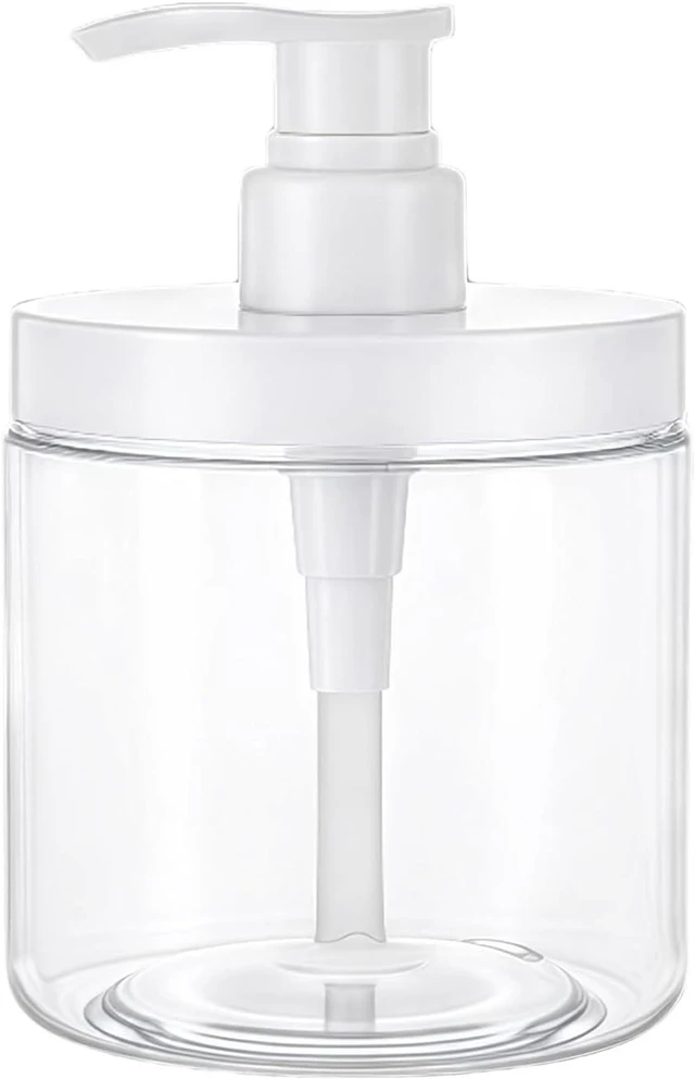 Main image of Shampoo & Conditioner - Wide Mouth Refillable Plastic Lotion Container for Bathroom Shower, Transparent Pump Dispenser Bottle for Soap