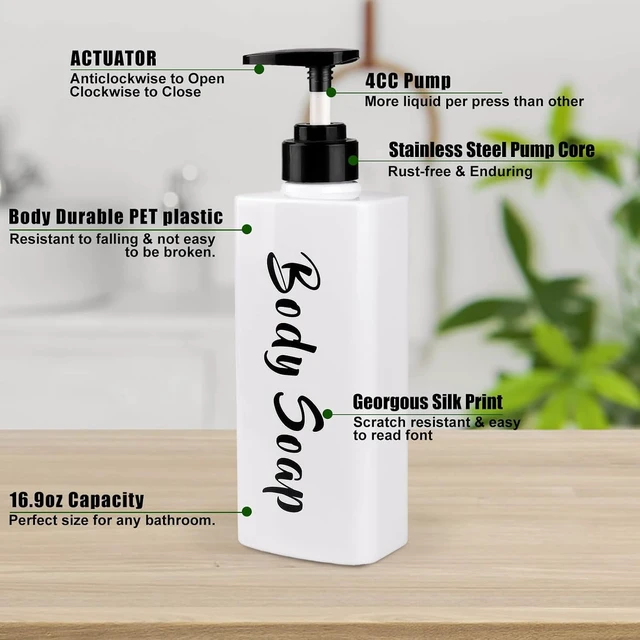 Alt view image 4 of 7 - White, Shower Liquid Dispenser Bundle with Marking Labels