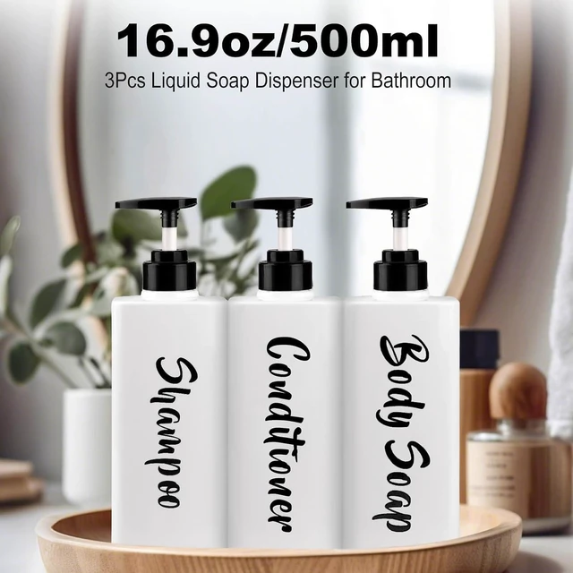 Alt view image 6 of 7 - White, Shower Liquid Dispenser Bundle with Marking Labels