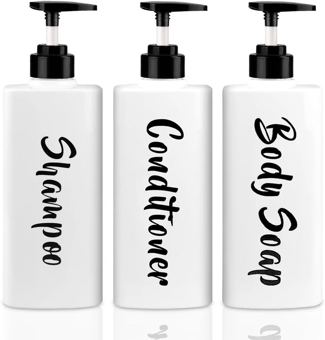 Main image of and Body Wash - Wall Mountable Bathroom Organizer, Conditioner, Refillable Plastic Shower Pump Dispenser Set with Printed Design for Shampoo