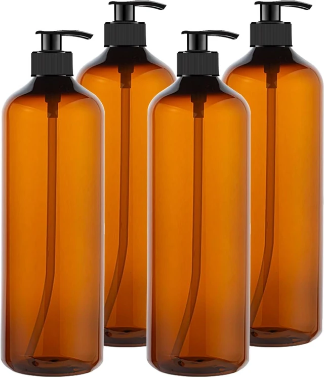 Main image of Amber, Empty Plastic Pump Bottles for Shampoo