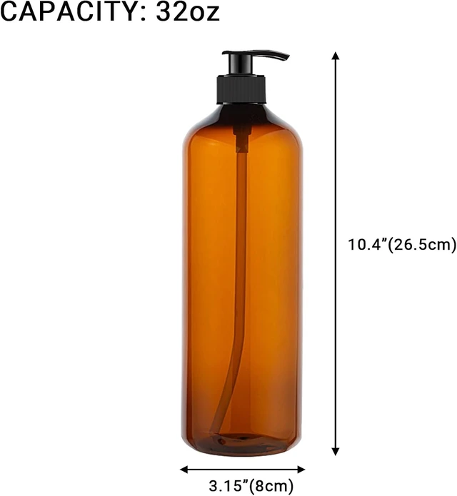 Alt view image 2 of 6 - Amber, Empty Plastic Pump Bottles for Shampoo