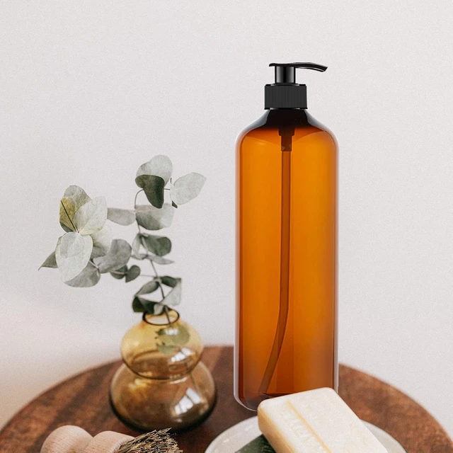 Alt view image 6 of 6 - Amber, Empty Plastic Pump Bottles for Shampoo