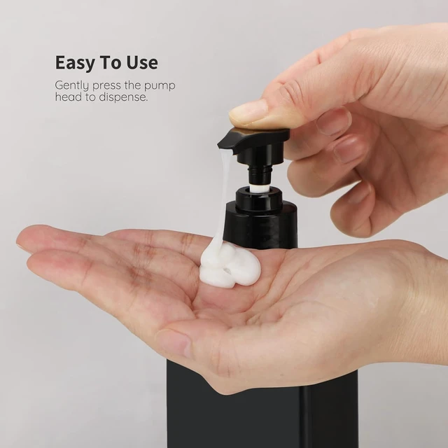 Alt view image 4 of 7 - Empty Plastic Bottles for Bathroom Shampoo Conditioner Body Soap Lotion Hand Wash Dish Soap with Labels, Black Refillable Pump Dispenser Set