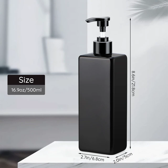 Alt view image 6 of 7 - Empty Plastic Bottles for Bathroom Shampoo Conditioner Body Soap Lotion Hand Wash Dish Soap with Labels, Black Refillable Pump Dispenser Set