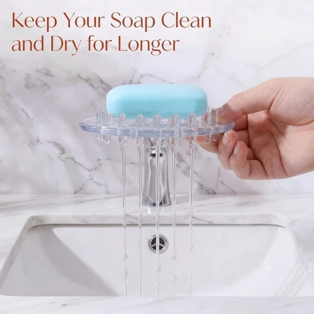 Alt view image 4 of 6 - 2 Pcs Transparent Soap Dish with Drain Holes for Kitchen Bathroom