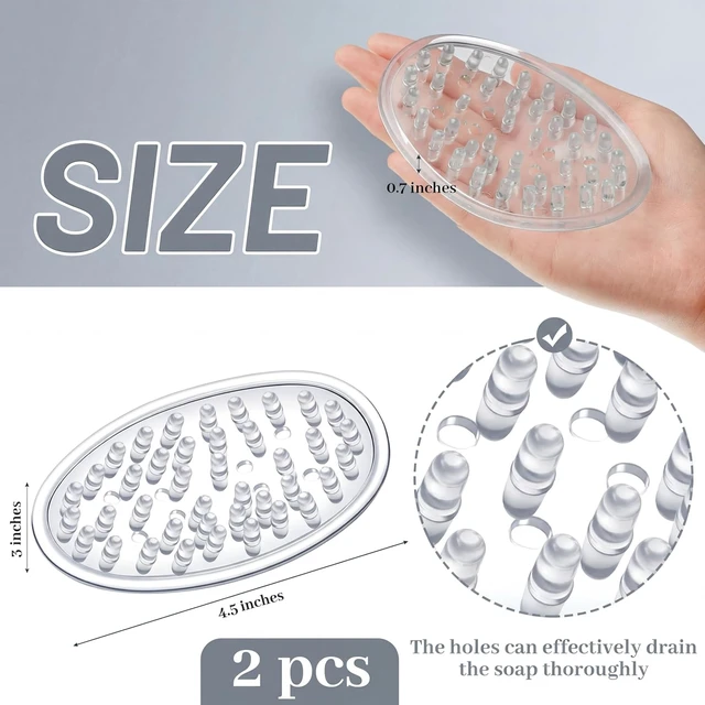 Alt view image 6 of 6 - 2 Pcs Transparent Soap Dish with Drain Holes for Kitchen Bathroom