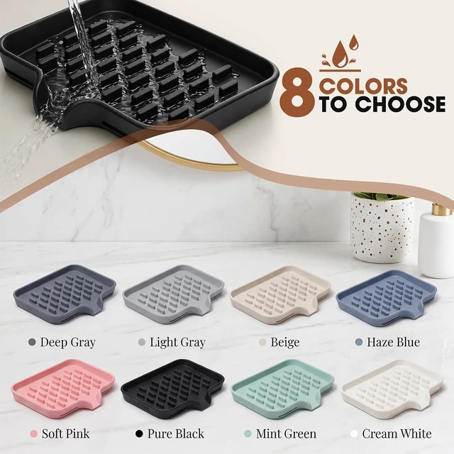 Alt view image 6 of 7 - Sink Organizer, Kitchen Counter Sponge Holder, Double Silicone Soap Tray with Drainage Holes - Bathroom Shower Caddy