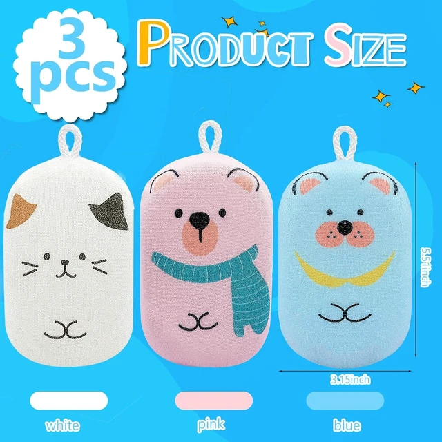 Alt view image 4 of 7 - Toddler Exfoliating Body Scrubber Shower Loofa with Cute Pattern Design for Boys Girls Women, Soft Absorbent Baby Kids Bath Loofah Sponge