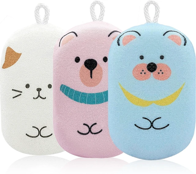 Main image of Toddler Exfoliating Body Scrubber Shower Loofa with Cute Pattern Design for Boys Girls Women, Soft Absorbent Baby Kids Bath Loofah Sponge