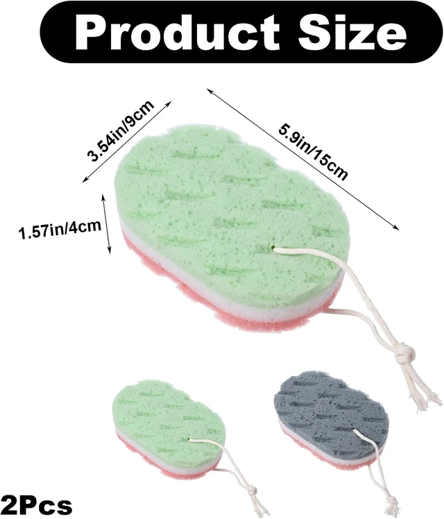 Alt view image 2 of 7 - Body Exfoliating Shower Loofahs, Reusable 3-Layer Soft Bath Sponges with Hanging Straps