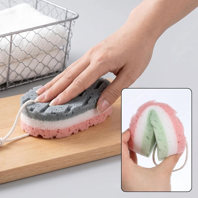 Alt view image 6 of 7 - Body Exfoliating Shower Loofahs, Reusable 3-Layer Soft Bath Sponges with Hanging Straps