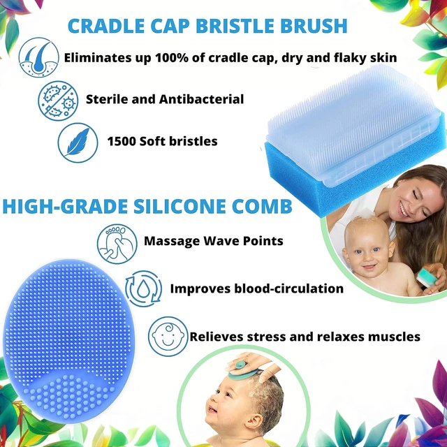 Alt view image 4 of 7 - Infant Scalp Care Comb & Bathing Sponge for Cradle Cap Removal