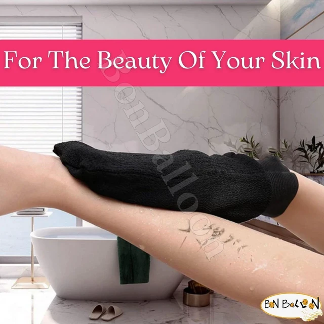 Alt view image 3 of 5 - Moroccan Natural Kessa Hammam Bath Loofah Glove Exfoliating Shower Scrubber Body Mitt Mesh Pouf