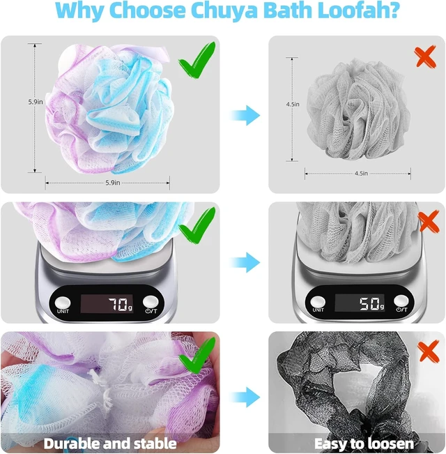 Alt view image 3 of 7 - Large Bath Loofah Sponges Set of 4 Shower Sponge