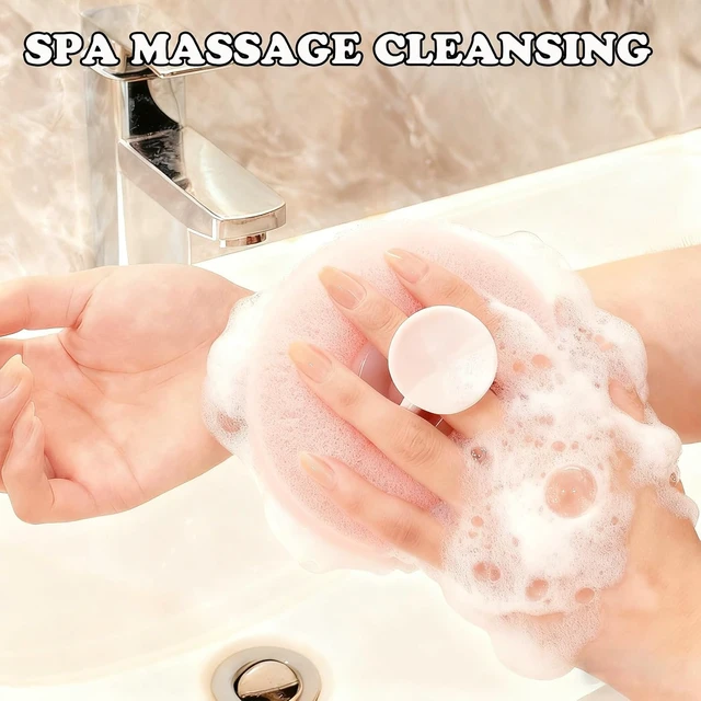 Alt view image 4 of 7 - Ultra Gentle Sunflower Shaped Suction Cup Bath Scrubber Exfoliating Mesh Loofah