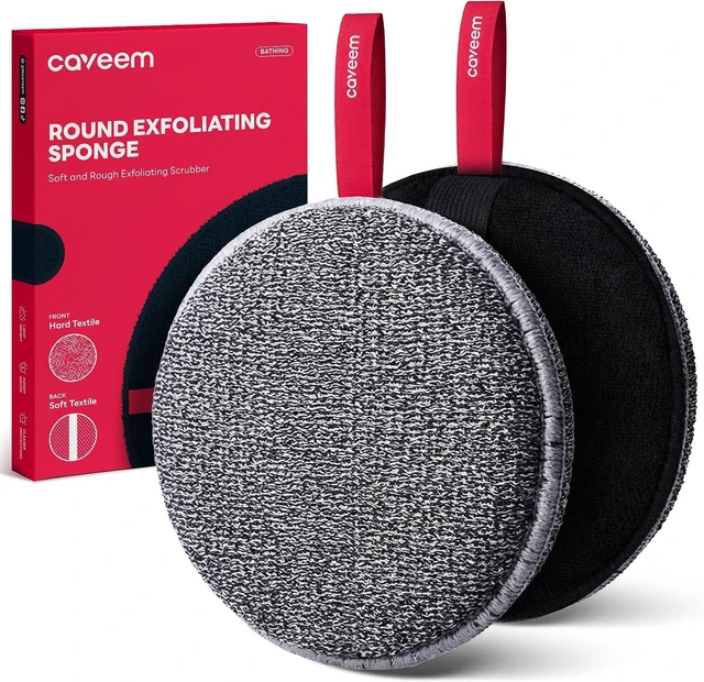Main image of Lightweight Shower Buffer, Gentle & Rough Texture Bath Scrubber for Dead Skin Removal, Caveem Body Exfoliating Sponge