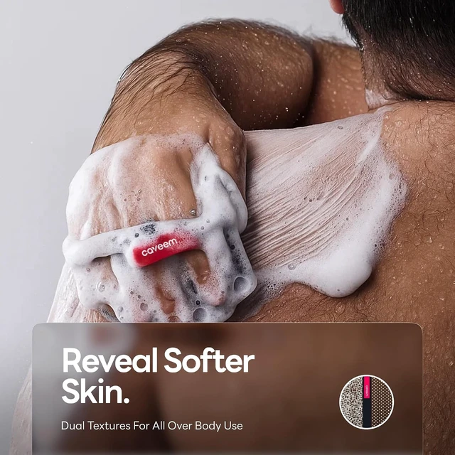 Alt view image 2 of 7 - Lightweight Shower Buffer, Gentle & Rough Texture Bath Scrubber for Dead Skin Removal, Caveem Body Exfoliating Sponge