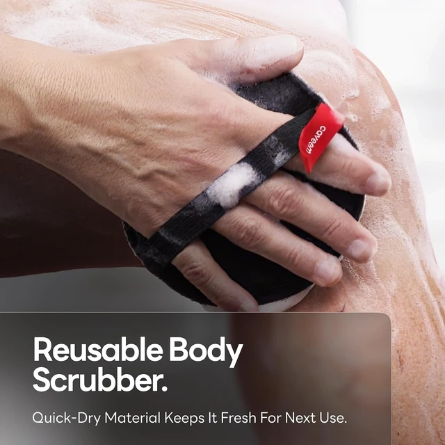 Alt view image 5 of 7 - Lightweight Shower Buffer, Gentle & Rough Texture Bath Scrubber for Dead Skin Removal, Caveem Body Exfoliating Sponge
