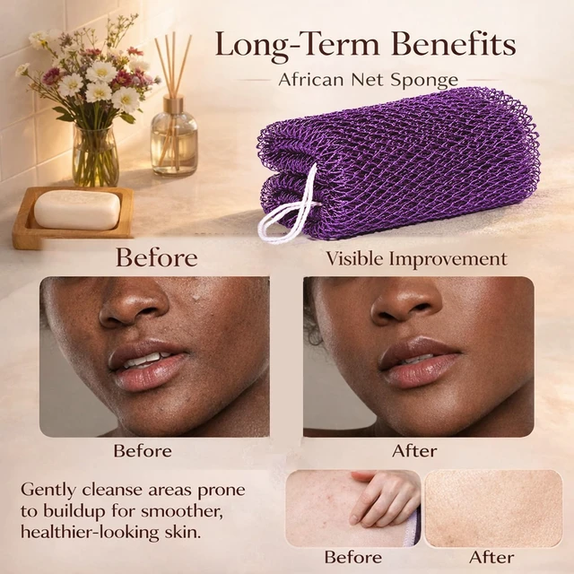Alt view image 6 of 7 - Genuine African Net Sponge Exfoliating Body Back Scrubber Washcloth