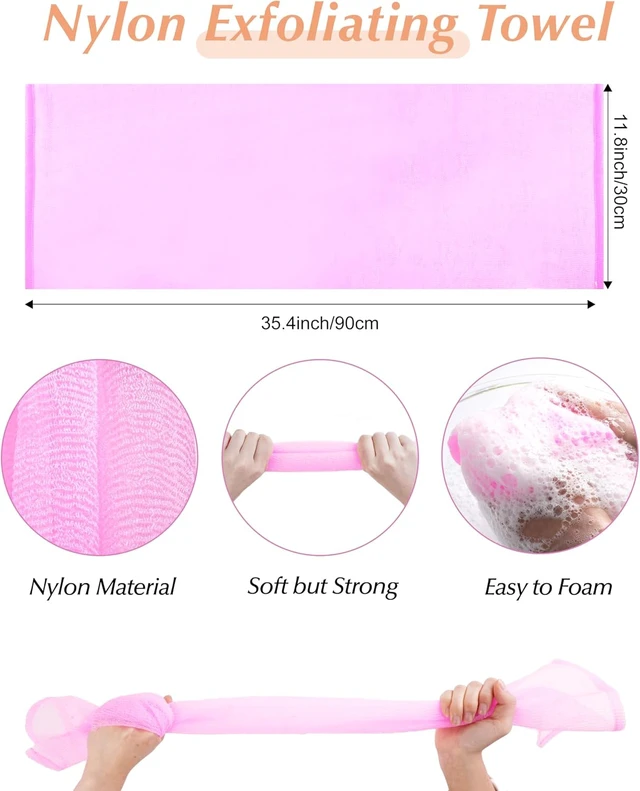 Alt view image 3 of 6 - Nylon Exfoliating Body Towel Set for Deep Cleansing and Skin Care