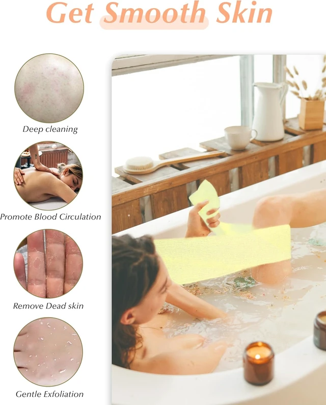 Alt view image 5 of 6 - Nylon Exfoliating Body Towel Set for Deep Cleansing and Skin Care