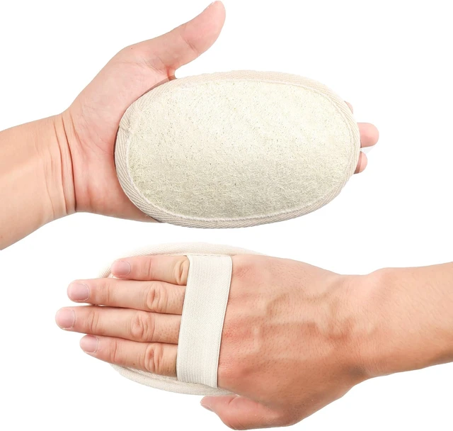 Alt view image 3 of 7 - Natural Luffa and Terry Cloth Body Scrub Pads for Shower & Bath - Exfoliating Loofah Sponge Sheets