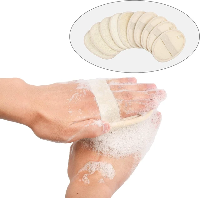 Alt view image 4 of 7 - Natural Luffa and Terry Cloth Body Scrub Pads for Shower & Bath - Exfoliating Loofah Sponge Sheets