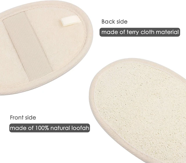 Alt view image 7 of 7 - Natural Luffa and Terry Cloth Body Scrub Pads for Shower & Bath - Exfoliating Loofah Sponge Sheets