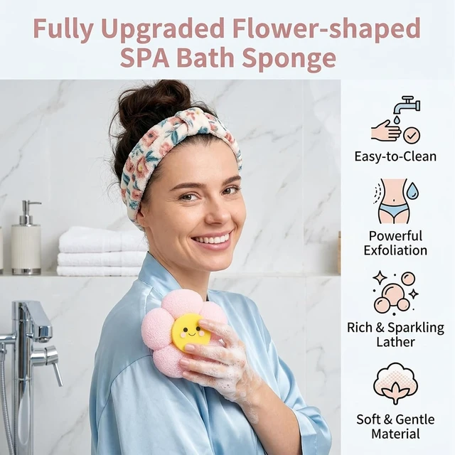 Alt view image 4 of 7 - Non-Slip Shower Accessories for Gentle Exfoliation, Loofah Bath Sponge Ball with Suction Cup