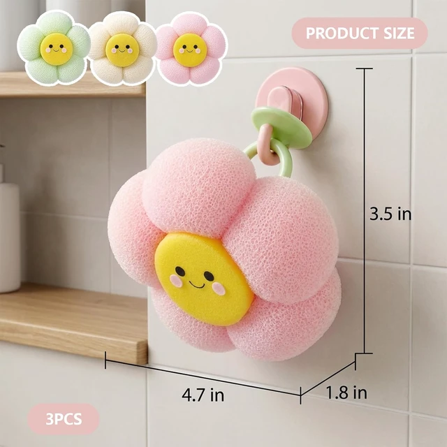 Alt view image 2 of 7 - Non-Slip Shower Accessories for Gentle Exfoliation, Loofah Bath Sponge Ball with Suction Cup