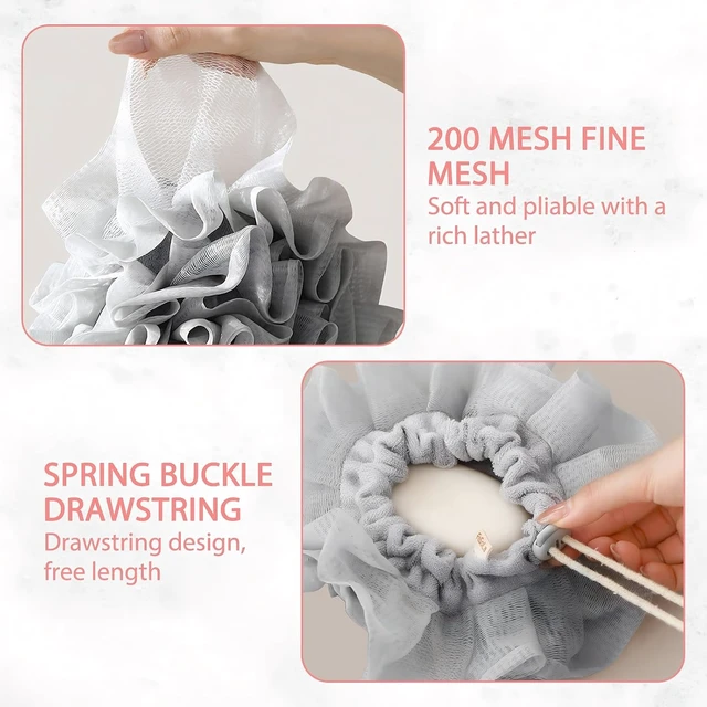 Alt view image 3 of 7 - Exfoliation Mesh Shower Ball for Cleansing and Smooth Skin, New 2 in 1 Drawstring Loofah Soap Holder, 3 PCS Bar Soap Loofah Pouch