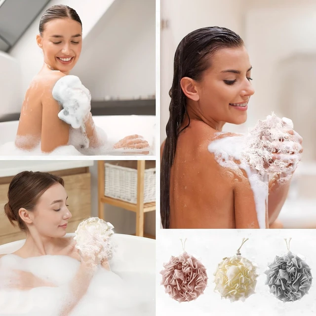 Alt view image 6 of 7 - Exfoliation Mesh Shower Ball for Cleansing and Smooth Skin, New 2 in 1 Drawstring Loofah Soap Holder, 3 PCS Bar Soap Loofah Pouch