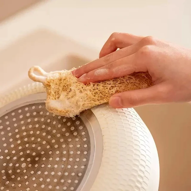 Alt view image 5 of 7 - Natural Loofah Sponge Set Kitchen Dish Scrubber for Cleaning