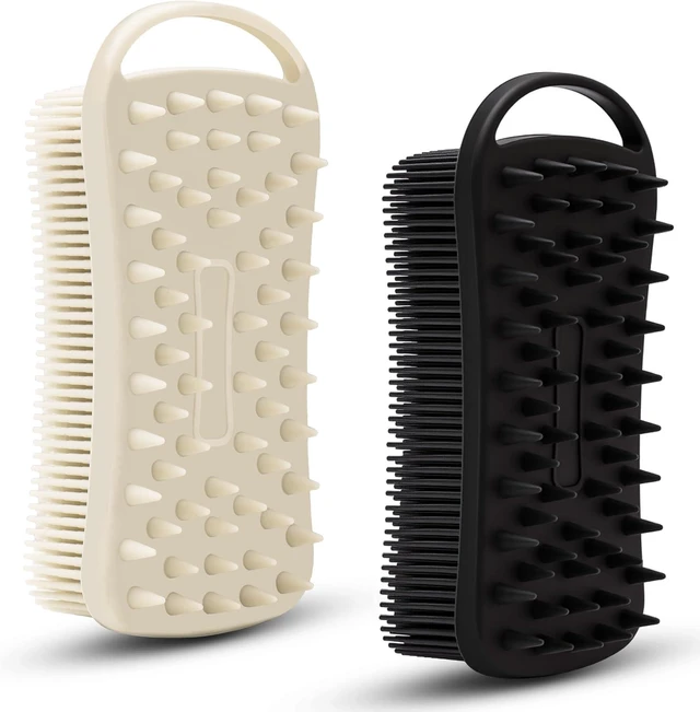 Main image of Easy to Clean, Shower Scalp Massager with Rich Lather, 2-in-1 Exfoliating Bath Loofah for Sensitive Skin, Dual Silicone Body Scrubber Set