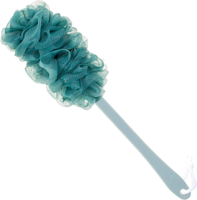 Main image of Extended Handle Back Scrubber Bath Body Brush with Loofah on a Stick